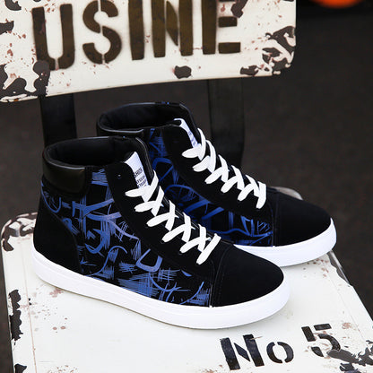 Men's high-top casual lace-up canvas shoes