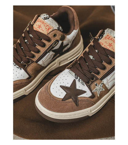 Brown Star Retro Minority Design Shoes