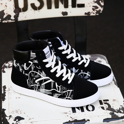 Men's high-top casual lace-up canvas shoes