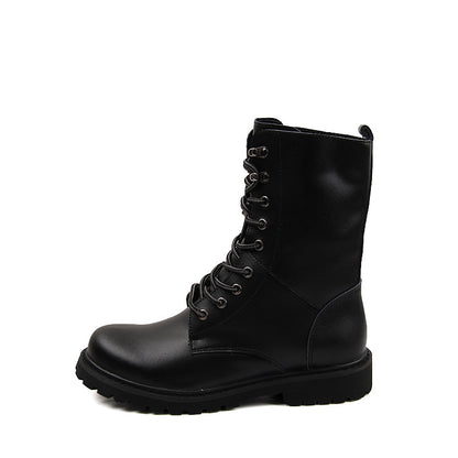 Winter high top men's shoes leather military boots men's plus fleece high top Martin boots