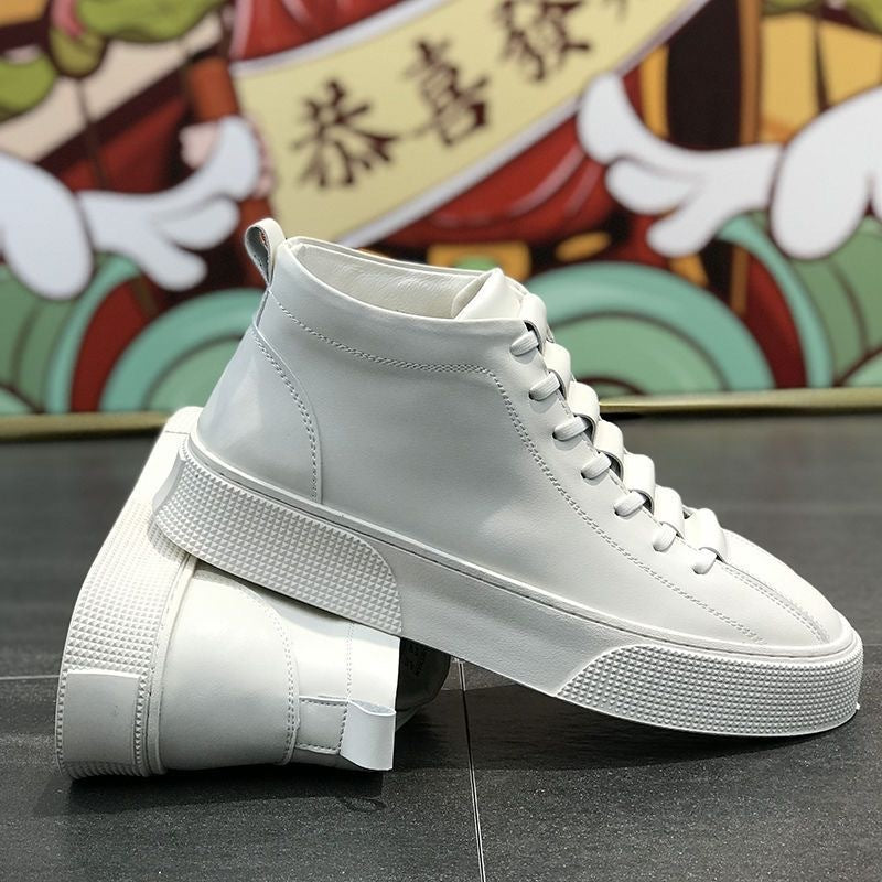 Male Leather High-top Platform Casual Shoes