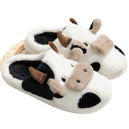 Cow Open Linen Slippers Winter Girls Can Wear At Home