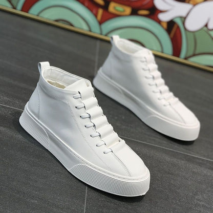 Male Leather High-top Platform Casual Shoes