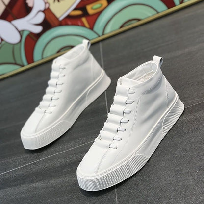 Male Leather High-top Platform Casual Shoes