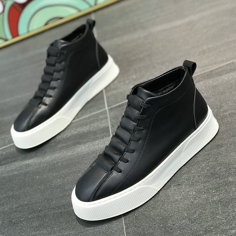 Male Leather High-top Platform Casual Shoes