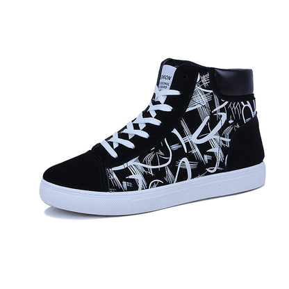 Men's high-top casual lace-up canvas shoes