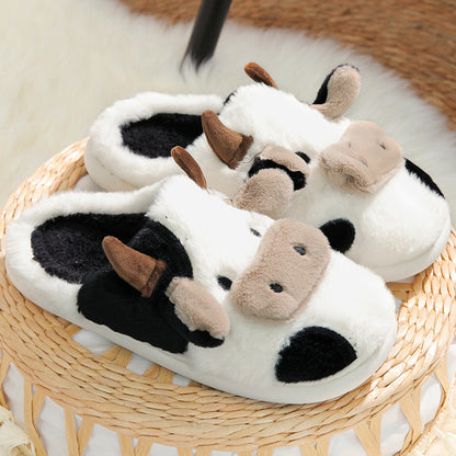 Cow Open Linen Slippers Winter Girls Can Wear At Home